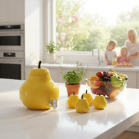 Large Capacity Pear Shaped Beverage Dispenser Leak-Proof Cold Drink Pitcher with Spigot Airtight Lid Fruit Design Water Jug Wide Mouth Opening for Parties