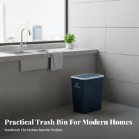 Press Top Trash Can Sturdy PP Material Square Kitchen Trash Can Lidded Bathroom Garbage Bin Large Capacity for Office Workers
