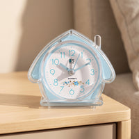 Flat Base House-Shaped Alarm Clock Floral Decoration Analog Desk Alarm Clock Compact Decor Piece Cute