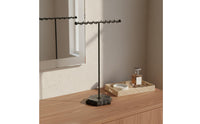 Marble Pattern Base 16 Hook Earring Stand Desktop Design Double Row Jewelry Rack Large Capacity T Bar Jewelry Holder Metal for Women, Dresser Top, Vanity Table, Boutique