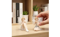 2 Pieces Cute Elegant Design Fairy Angel Figurine Hand-Painted Fairy Statue Delicate Craftsmanship Angel Resin Ornament Ornamental Wings for Car Interior, Flower Arrangement, Wedding, Cake Decoration