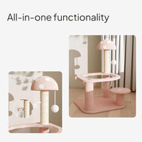 Mushroom Cat Tree with Plush Tower and Space Capsule Condo