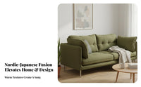 Corduroy Upholstery Upholstered 2-Seater Couch Small Space Design Green Tufted 2-Seater Modern Design Sofa Comfortable Seating for Apartment Dwellers, Young Adults, Living Room, Lounge Area, Bedroom, Deactivatedice
