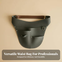PU Leather Tool Apron Hands Multiple Pockets Waist Pouch Adjustable Tool Holder Apron for Gardeners, Electricians, Workshop, Home Improvement