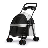 Pet Stroller with Tray Four-Wheel Foldable Pet Stroller Breathable