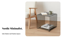 Nordic Aesthetic C-Shaped End Table Minimalist and design C-Shaped Stand with Shelf Space-Saving Home Furniture Slide-Under Function for Apartment Dwellers, Homeowners, Remote Workers, Living Room, Bedroom, Small Spaces