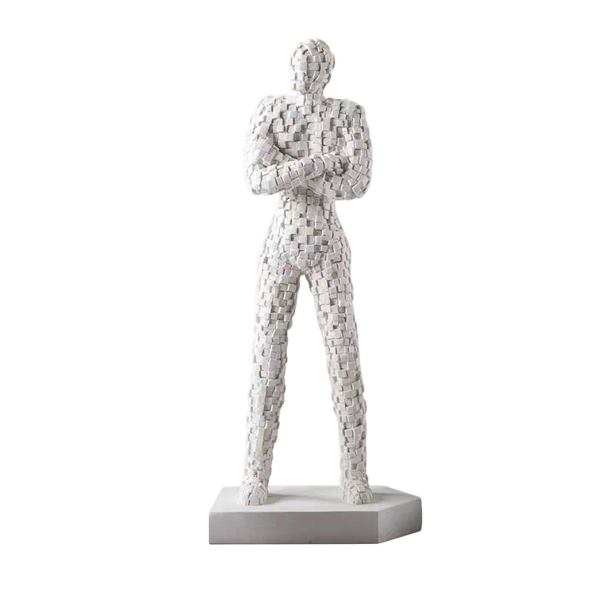 Human Figurine Mosaic Tabletop Sculpture with Rectangular Base Modern Desktop Figurine for Interior Designers, Art Collectors, Living Room, Bookshelf