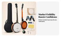 Two-Tone Finish Rosewood Resonator Banjo Chrome Hardware 5-String Banjo White Drumhead