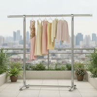 Clothes Air-Dry Rack with Wheels Extendable Garment Rack with Wheels Adjustable Furniture for Families, Laundry Room, Balcony, Apartment