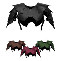 Leather-Like Cosplay Plate Riveted Trim Layered Chest Plate Scalloped Edge Medieval Chest Plate Side Straps for Cosplayers