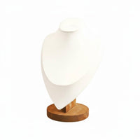 Long-Lasting Necklace Display Bust Soft Textile Finish Mannequin Necklace Stand Solid Wood Base Jewelry Bust Display for Dressing Table