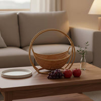 Handwoven Woven Fruit Basket Decorative Rattan Design Basket Eco-Friendly for Living Room, Tabletop