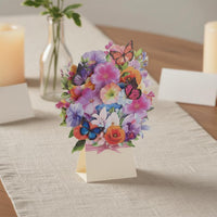 Includes Envelope 3D Standing Card Hand Assembled 3D Floral Greeting Card Intricate Details Spring-up Flower Floral Arrangement Long-Lasting Substitute for Wife, Girlfriend, Women, Birthday, Mother's Day, Anniversary, Gratitude