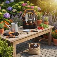 8 Pieces Gardening Set Ergonomic Handle Garden Tool Set with Tote Bag Rust Resistant Heavy Duty Garden Tool Kit for Beginners