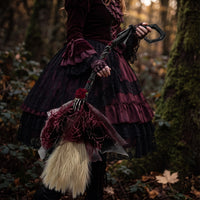 Witch Broom with Mesh Skirt Handheld Gothic Witch Broom Cosplay Masquerade for Cosplayers, Stage Costumes, Photo Shoots