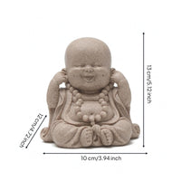Tea Pet Monk Figurine Desktop Display Resin Monk Figurine Tea Pet Statue Handmade Table Decor Beaded Necklace