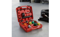 34 Pieces Multiple Adapters Cooling System Pressure Test Kit Wide Compatibility Cooling System Pressure Tester Portable Case Car Cooling Unit Leak Tester for Mechanics, Garage