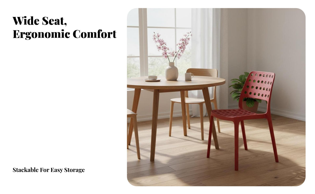 Stackable Perforated Back Chair Long-Lasting Household Furniture Easy to Clean Accent Seat Modern Design for Restaurant Owners, Families, Homeowners, Dining Room, Kitchen, Balcony, Bedroom