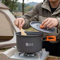 Camping Cooker Set, Frying Pan Set, Hard Anodized Aluminum, Matte Dark Gray, With Storage Bag