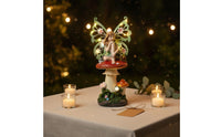 Luminous Fairy Statue Whimsical Mushroom Fairy Lamp Cute Solar Mushroom Statue for Patio, Balcony
