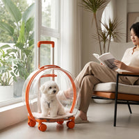 Transparent Rolling Pet Carrier Hard-Shell Pet Carrier with Wheels Smooth Effortless for Travel, Vet Visits