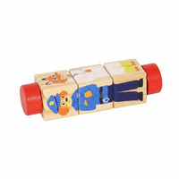 Educational Wooden Creature Game Blocks Cognitive Training Wooden Creature Game Problem-Solving Skills Cylindrical Picture Blocks Sturdy Wood for Preschoolers