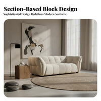 French Cream aesthetic blossombackrest Straight Sofa Wabi-Sabi Aesthetic Living Room Seating fluffyLike Comfort Couch Designer Inspired for Design aficionados, Interior Designers, Apartment Dwellers, Lounge Area, Showroom, Studio, Office