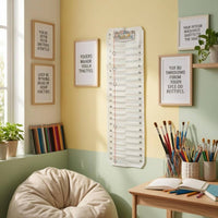 Transparent Pockets Numbered Writing Instrument Pocket Chart White Nylon Wall Hanging Writing Instrument Organizer Metal Grommets Stitched Edges