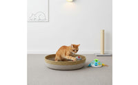 Scratch Resistant Oval Cooling Cat Bed Breathable Braided Rattan Cat Bed Long-Lasting Pet Furniture Comfortable for Multiple Cats, Summer