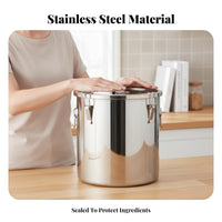 Leakproof Stainless Steel Sealed Container Rust Resistant Stainless Steel Food Canister Long-Lasting Construction for Pantry, Restaurant