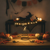 Spooky Witch Tree Topper Silhouette Witch Tree Topper with Spring Base Substitute Decoration Seasonal for Mantel Displays