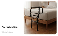 Anti-Fall Foldable Bed Safety Rail Heavy-Duty Steel Frame Elderly Stand Assist Bed Handle Tool-Tool-Less Assembly for Caregivers, Bedroom