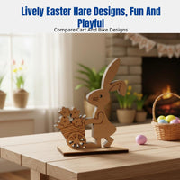 Easter Bunny Wooden Decoration, Handmade Wheelbarrow Decor, Holiday Gift, Festive Ornament