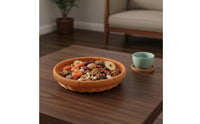 Round Woven Basket Versatile Imitation Rattan Bread Basket Smooth Edges Rattan Food Holder for Dining Table, Kitchen