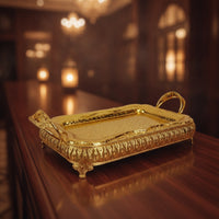 Serving Tray with Handles Elegant Metal Serving Tray Stylish for Tea Service, Coffee Table