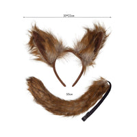 Animal Ear Headband with Tail Artificial Wolf Ears Headband Pointed