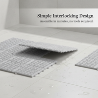 Interlocking Non-Slip Shower Mat for Bathroom and Toilet, Waterproof Grid Design