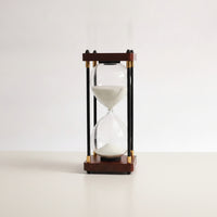 Decorative Glass Hourglass with Wooden Base Vintage-Inspired Tabletop Hourglass Timer Elegant Retro Sand Glass Antique for Students, Readers, Desk, Office, Bookshelf