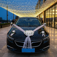 Wedding Car Decoration Set Artificial Flowers Wedding Car Flower and Ribbon Kit Universal Fit Picture-Perfect for Newlyweds