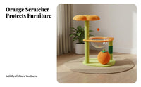Scratching Posts Orange-Themed Feline Tree Allall-Comprehensive Multi-Level Feline Tree Fruit Design Pet Furniture Comfortable Rest Areas for Kitten Owners, Apartment, Living Room, Indoors, Home
