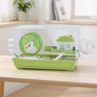 Large Hamster Cage Villa with Double Layer, Iron Wire House for Syrian Hamster, Luxury 60cm Width Habitat with Exercise Wheel and Top Door Access