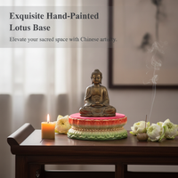 Ceramic Lotus Pedestal for Buddha Statues and Offerings, Anti-Slip Base for Home Altars