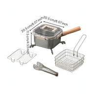 Flat Bottom Deep Fryer Pot with Oil Draining Rack Detachable Square Deep Fryer Pot Small Cookware Compact for Camping