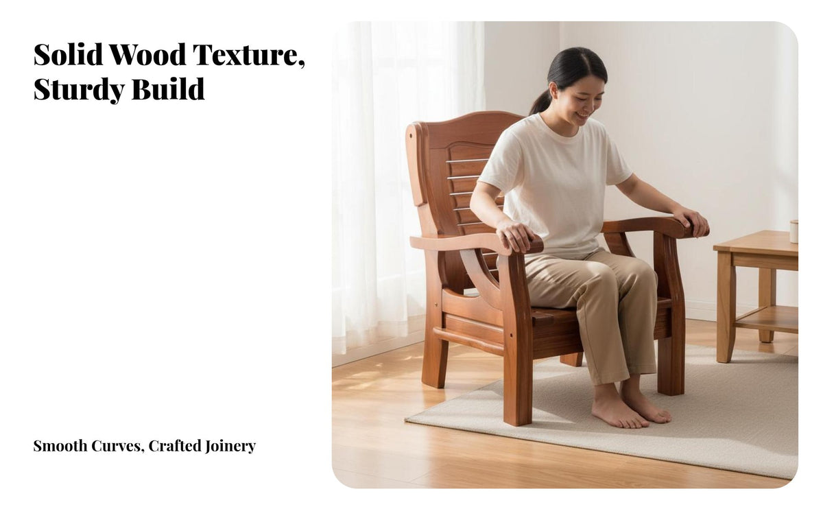 Sturdy Solid Wood Sofa Set Classic Elegant Design Chinese Design Wooden Furniture Set Flexible Combination for Homeowners, Families, Office Managers, Living Room, Reception Area, Home, Den