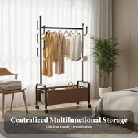 Multi-Functional Mobile Clothes Stand Large Capacity Rolling Clothes Rack Space Saving Rolling Garment Rack Heavy Duty for Renters, Apartment Dwellers, Students, Balcony, Living Room, Bedroom, Entryway