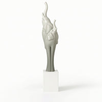 Slim Statue with Pedestal Sculptural Elephant Statue Minimalist Elephant Sculpture Elegant for Entryway