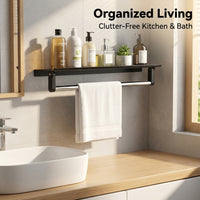 Kitchen Shelves and Shelf Unit for Wall Organizer Use, Space Aluminum Bathroom Storage Rack for Countertop or Washroom Placement