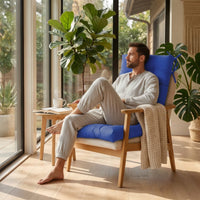 Outdoor Three-Fold Seat Cushion Tufted High Back Chair Cushion Foldable Padded for Patio, Garden, Poolside, Balcony