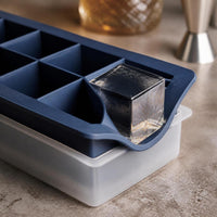 Large Square and Collins Ice Cube Molds for Cocktails and Bar Use, Food-Grade Silicone