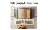 Drill-Effortless Installation Multi-Grid Rice Storage Box Large Capacity Wall-Mounted Rice Dispenser Adjustable Compartments